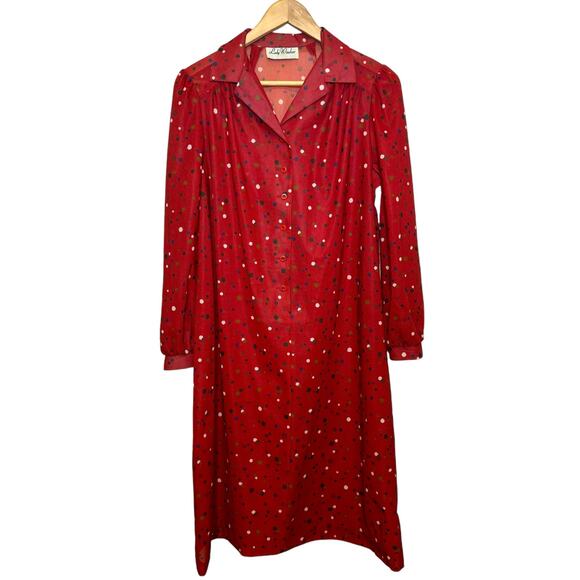Vintage Union Made Lady Windsor Size 16 Made in the USA Polka Dot Dress - Picture 2 of 11